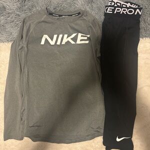 Nike Kids dri fit shirt and compression pants
